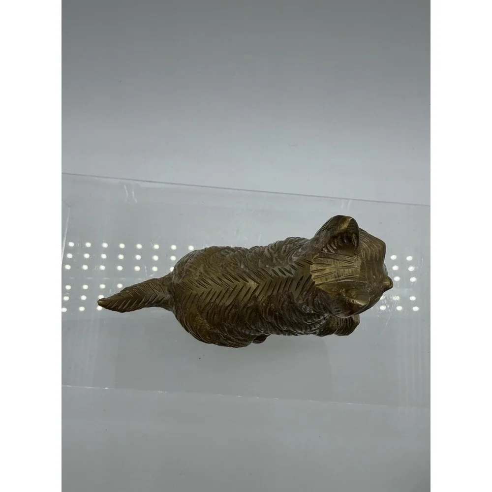 Vintage Brass Scottie Dog Terrier Paperweight Statue Figurine Patina Sculpture‎